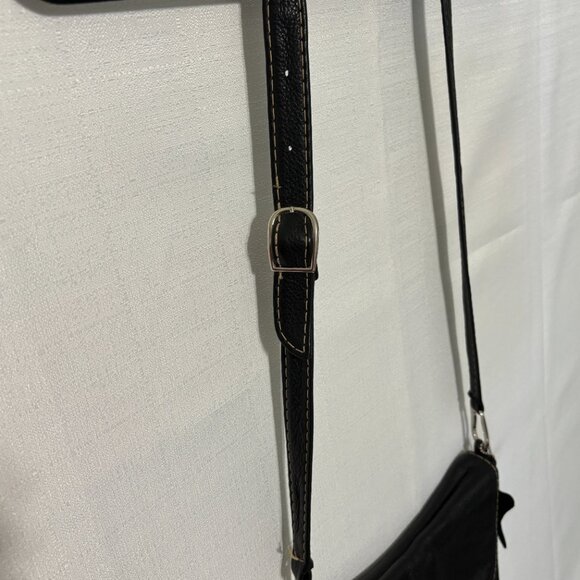 Concepts Canada Medium Black Pebble Leather Flap Cover Cross-Body / Shoulder Bag - Picture 4 of 16